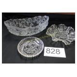Lot of 3 pressed Glas Pieces - Mikasa & More