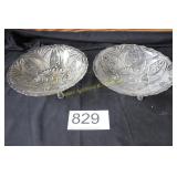 Pr. of 9' Pressed Glass 3-Footed Center Bowls