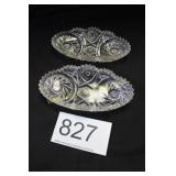 Pr. - Am Brilliant Period Cut Glass Oval Relish Di