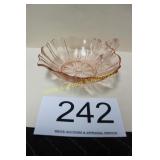 Pink Depression Oyster & Pearl Heart Shaped Dish