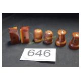 Lot of 3 Sets Handcrafted Turned Wood S & P