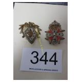 Set of (2) Hand Sewn in India Applique Crests