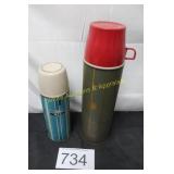 2 Classic Mid-Century Vacuum Bottle Thermos's