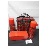 Vintage Mid-Century Plaid Picnic Set w/Extra