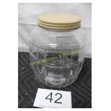 Vintage Clear Glass Barrel Shaped Pickle Jar