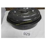 Lrg. Oval Enamelware Roasting Pan w/Self Basting L