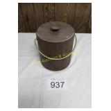 Vtg. MCM Faux-Wood Grain Insulated Ice Bucket