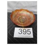 Fenton Leaf Chain Marigold Carnival Glass Bowl