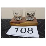 Pine Bluff Arkansas Advt. His/Hers Shot Glasses