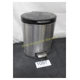 Stainless Steel Step-on Waste Bin w/Black Lid