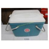 Vintage Sears Teal Blue Picnic Cooler w/White Lid