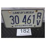 Illinois License Plate / 30-461 RV Plate - (1982)