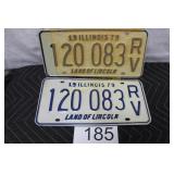 Pair of Illinois License Plate / 120-083 RV - (197