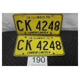 Pair of Illinois License Plate / CK-4248 - (1975)