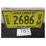 Illinois License Plate / 2686 Farm VH - (1994)