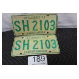 Pair of Illinois License Plate / SH-2103 - (1973)