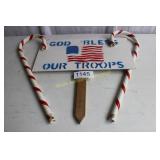 Patriotic Garden/Yard Stake w/Candy Cane Accents