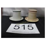 (2) Carr China Individual Creamers & Saucers