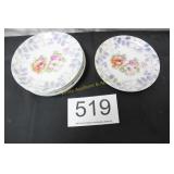 (6) German China Art Nouveau Flowered Plates