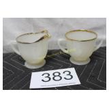 Fire King Swirled Milk Glass Sugar & Creamer