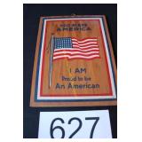 Vintage Patriotic 'God Bless America' Wood Plaque