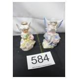 Enesco 'April' Angel & Another Porcelain Angel