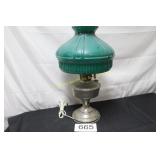 Aladdin Electric Table Lamp w/Green Glass Shade