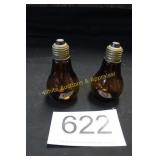 Vintage Amber Glass Light Bulb S & P Shakers