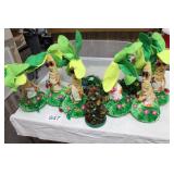 Lot of (6) Vtg Animated Musical Tropical Palm Tree