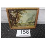Vintage Framed 'Mountain - Lake' Print