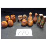 Hand Turned Wood Souvenir S & P Shakers