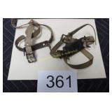 Vintage Shoe Ice Clips w/Leather Straps