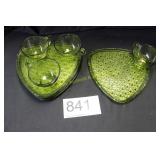 Emerald Green 'Sunburst' Pattern 8-Piece Snack Set