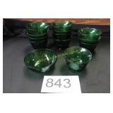 (11) Emerald Green 'Soreno' Pattern Glass Bowls