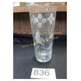 Vtg. Etched Crystal Trumpet Vase