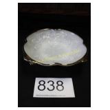 A/H Milk Glass Grape Pattern Scalloped Bowl