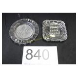 (2) Vtg. Clear Glass Ashtrays