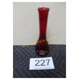 Vintage Ruby Red Art Glass Stemmed Vase