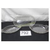 Set of (3) Clear Pressed Glass Serving Bowls