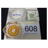 Group of (3) Misc.. Glass Advertising Ashtrays