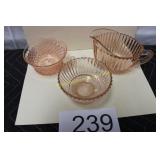 (3) Pieces Unmatched Pink Depression Glass