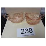 Pink Depression Glass Cream & Open Sugar