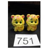 Vintage Kitsch Tiger / Big Eye Cat S & P Shaker Se
