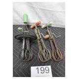 Vintage Hand Crank Egg Beaters - Mixers