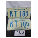 Pair of Illinois License Plate / KT-180 - (1972)