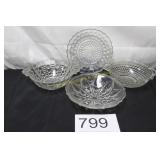 (4) Clear Glass Pieces - Hobnail & Petal Designs