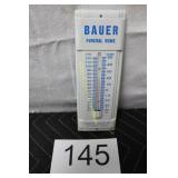 Advt. Bauer Funeral Home Tin Thermometer