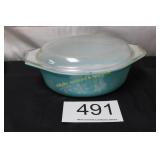 Pyrex 1.5 Qt Turquoise Blue Snowflake Casserole