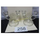 Iris & Herringbone Candleholder Set of (2)