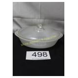 Glasbake 1 Qt White Milk Glass Casserole w/Lid